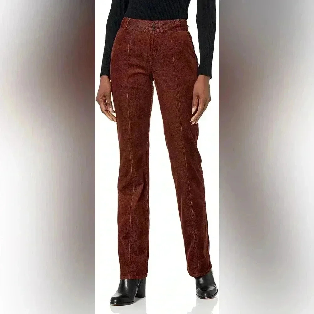 PAIGE Women's Naomi Seaming Details Double Button Slight Bootcut in Bronze Dust
